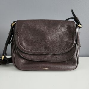 Small Fossil Peyton crossbody bag in Dark Brown